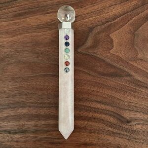 ROSE QUARTZ CHAKRA WAND mystic power wand with sphere cabochons